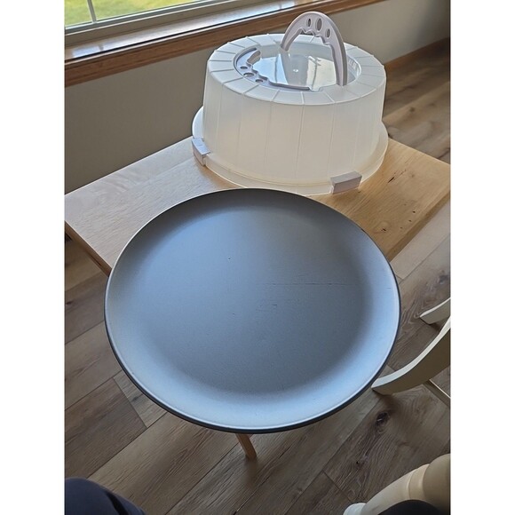 Cupcake Cake Food Stand Holder Display Pan Metal w Lid Handles Portable Home - Picture 8 of 16